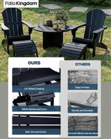 Black 6-Piece Folding Adirondack Chair Set with Cup Holders, Ottomans, Side Table & Beige 9FT Patio Umbrella with Base - Photo 7