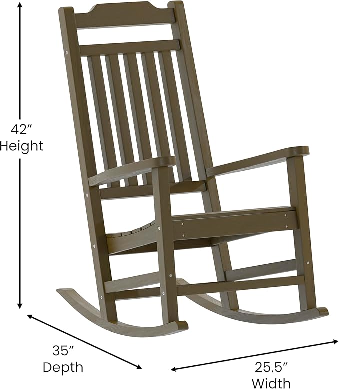 Flash Furniture Set of 2 Winston All-Weather Rocking Chair in Mahogany Faux Wood