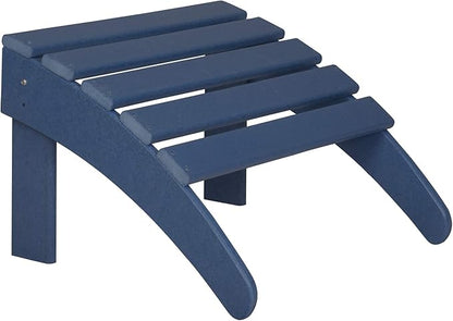 WestinTrends Malibu Outdoor Lounge Chairs, 3-Pieces Adirondack Chair Set with Ottoman and Side Table, All Weather Poly Lumber Patio Lawn Folding Chair for Outside Pool Garden Backyard, Navy Blue