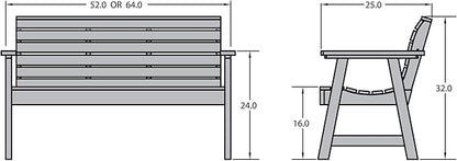 highwood Weatherly Garden Bench, 5 Feet, Whitewash