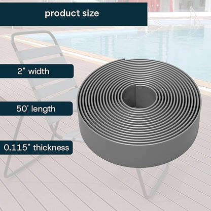 2 Inch Wide, 50ft Long Vinyl Strap - Replacement Straps for Patio Chairs - Vinyl Strapping for Patio Furniture Repair - Durable Seat Repair Kit for Lawn Chairs, Outdoor Furniture (Grey)