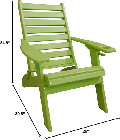 Furniture Barn USA Farmhouse Collection Poly Ladderback Folding Adirondack Chair, Tropical Lime Green