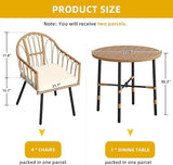 DWVO 5 Piece Patio Dining Sets, Outdoor Dining Furniture Set with 2" Umbrella Hole - Photo 3