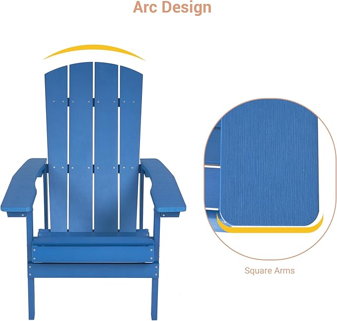 Adirondack Chairs, Plastic Adirondack Chairs Set of 2, All-Weather Resistant, Widely Used in Outdoor, Fire Pit, Deck, Outside, Garden
