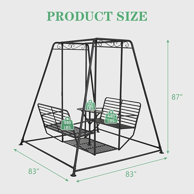 kinbor 4-Seat Patio Swing Chair - Patio Swing Chair with Stand - Photo 6