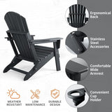 FUNBERRY Folding Adirondack Chair Set of 4, All Weather HDPE Fire Pit Chairs with Cup Holder for Outdoor - Photo 7