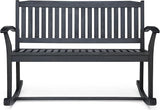 Patio Rocking Loveseat, 2 Person Outdoor Rocker Bench, Acacia Wood Patio Rocking Loveseat with Armrests - Photo 2
