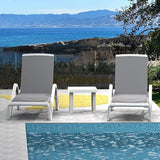 Domi Patio Chaise Lounge Chair Set of 3, Outdoor Aluminum Polypropylene Sunbathing Chair with Adjustable Backrest, Arm - Photo 9