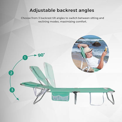 SUNNYFEEL Beach Lounge Chair, Aluminum Tanning Chair with Face Hole, Foldable Lounge Chair Outdoor, Sun Tanning Chair with Backpack Straps for Outdoor/Picnic/Lawn