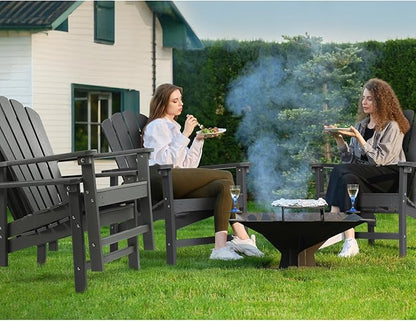 Stackable Adirondack Chairs Set of 4, Space Saving HDPE All-Weather Fire Pit Chair with Cover for Outdoor Lawn Porch Deck