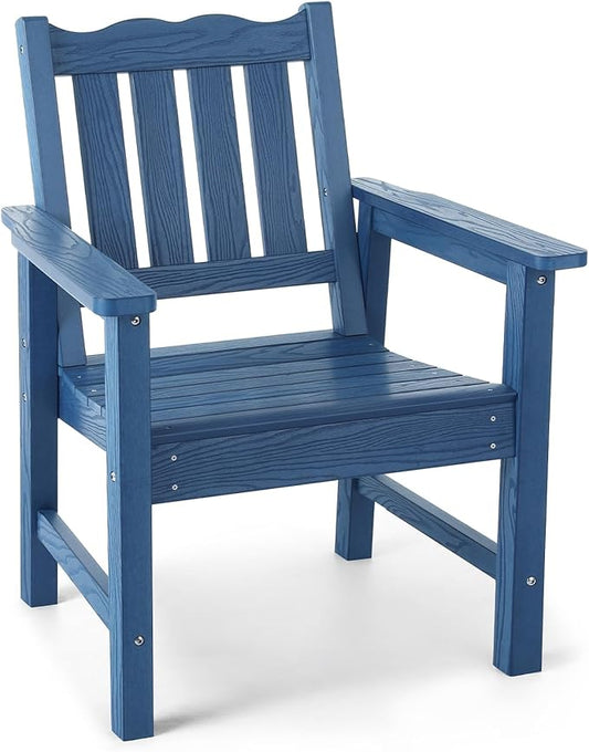 Stoog All-Weather Patio & Garden Chair, Outdoor Dining Chair with Curved Backrest, 400 lbs Support, for Backyard, Garden, Porch, Pool and Deck, Blue