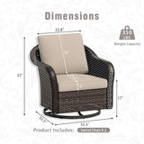 Outdoor Wicker Swivel Chair Set of 2, All-Weather Use Patio Rattan Chair with Seat and Back Cushion, Ideal for Porch - Photo 3