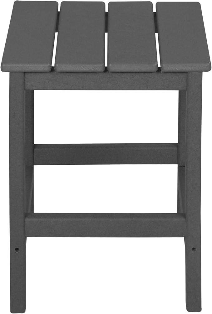 WO Home Furniture 3pc Set - HDPE Poly Adirondack Chair with Ottoman/Footrest and Square Side Table, All Weather and UV Resistant for Outdoor Patio Backyard, Garden, Gray