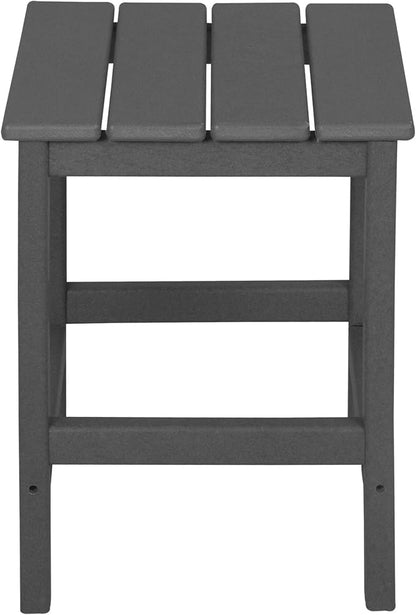 WO Home Furniture 3pc Set - HDPE Poly Adirondack Chair with Ottoman/Footrest and Square Side Table, All Weather and UV Resistant for Outdoor Patio Backyard, Garden, Gray