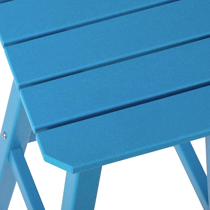 Costaelm 29" Height Outdoor Bar Stools, All-Weather Bar Stools, Adirondack Poly Patio Square Bar Stool for Patio, Deck, Kitchen Counter and Garden, Pacific Blue
