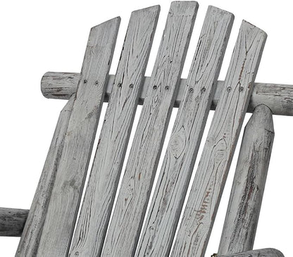Outdoor Cedar Log Rocking Chair for Adults, Heavy Duty Wooden Porch Rocker with High Back & Ergonomic Slatted Seat, 330 LB Capacity Rocking Chair for Patio, Garden, Balcony, Yard,Gray