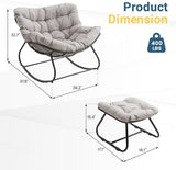 Wisteria Lane Patio Rocking Chair with Ottoman, Outdoor Indoor Rocking Egg Chair with Cushions - Photo 2