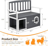VINGLI Outdoor Storage Bench with Built-in Dog House - Photo 3