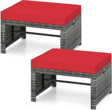 Tangkula 2 Pieces Patio PE Rattan Ottomans - Photo 1