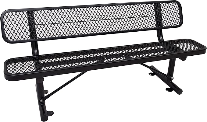 6FT Heavy-Duty Portable Outdoor Bench, Park Benches for Outside, Garden Benches Weatherproof with Backrest & Portable Frame, Commercial-Grade Seat Bench for Park, Garden, School, Shopping Mall
