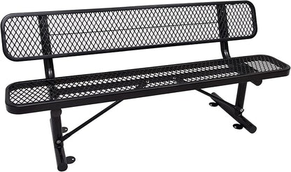 6FT Heavy-Duty Portable Outdoor Bench, Park Benches for Outside, Garden Benches Weatherproof with Backrest & Portable Frame, Commercial-Grade Seat Bench for Park, Garden, School, Shopping Mall