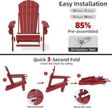 Folding Adirondack Chairs Set of 2, HDPE Fire Pit Chairs Weather Resistant - Photo 7