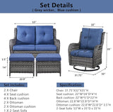 Belord 5 Piece Wicker Patio Furniture Set, Outdoor Swivel Rocker Chairs Set of 2 with Ottomans and Loveseat - Photo 8