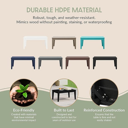 WestinTrends Malibu Low Outdoor HDPE Patio Rectangle Coffee Table, Black