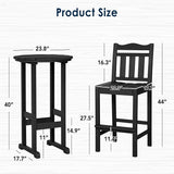 nalone Outdoor Bar Chairs and Table Set, HDPE Balcony Adirondack Chairs and Tables 3 Pieces Set - Photo 3