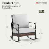Outdoor Patio Rocking Sofa Chairs Set of 2 Steel Frame Porch Furniture with Deep Seating and 5.75" Cushions for Lawn - Photo 2