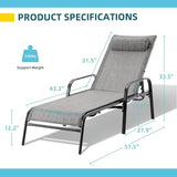 EROMMY Patio Chaise Lounge Chair, Set of 2 Outdoor Lounge Chairs with Adjustable Backrest - Photo 2
