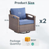Luxury Outdoor Swivel Rocker Patio Chairs Set of 2 - Heavy Duty Metal Handrail All Weather Wicker Glider Chairs Set - Photo 2