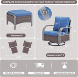 Belord 4 Pieces Patio Furniture Sets - Swivel Rocker Outdoor Chairs with Ottomans - Photo 3