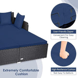 Tangkula Outdoor Rattan Daybed, Sunbed Wicker Furniture w/Spacious Seat, Upholstered Cushion & High-Resilience Sponge - Photo 5