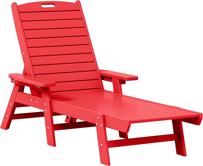 WestinTrends Malibu Poly Reclining Chaise Lounge Red