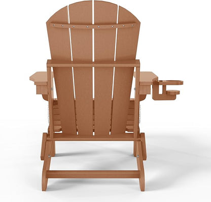 WestinTrends Malibu Folding Adjustable Adirondack Chair with Retractable Ottoman and Cup Holder, Teak
