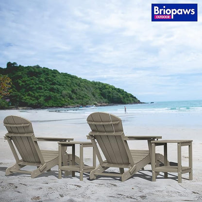 BRIOPAWS Adirondack Ottoman | Folding | HDPE Plastic | Wood Grain Outdoor Foot Rest | All Weather | Patio Footrest for Adirondack Chair | Foot Stool for Pool Deck Porch | 19.7W x 18.5L x 13H Inch