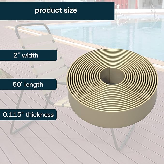 KOMORAX 2 Inch Wide, 50ft Long Vinyl Strap - Replacement Straps for Patio Chairs - Vinyl Strapping for Patio Furniture Repair - Durable Seat Repair Kit for Lawn Chairs, Outdoor Furniture (Driftwood)