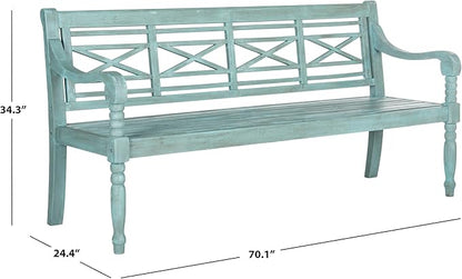 Safavieh Outdoor Collection Karoo Bench, Beach House Blue