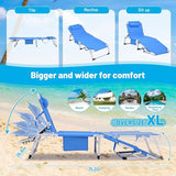 3-in-1 Heavy Duty Tanning Chair with Face Hole Adjustable 5-Position Folding Chaise Lounge Chairs Outside Portable Lay - Photo 3