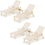 LUE BONA Chaise Lounge Chair with Table, 6-Piece, HDPS Chaise Lounger, 5 Positions Adjustable Lounge Chairs - Photo 1