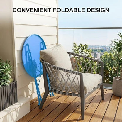 GarveeLife Outdoor Metal Bistro Set, 3-Piece Patio Furniture Set with 2 Chairs and 1 Table, Flat Steel Frame Patio Dining Set for Garden, Balcony, Porch & Backyard,Blue