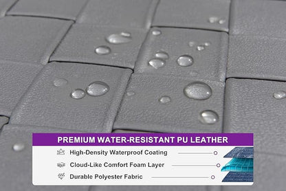 PURPLE LEAF Outdoor Chaise Lounge Set of 2, PU Leather Patio Lounge Chair Aluminum Pool Lounge Chairs with 5-Position Adjustable Backrest for Pool, Deck, Garden, Sunbathing, Grey