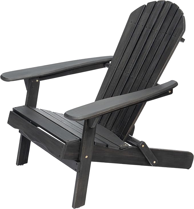 Malibu Adirondack Chair,Patio Seating,Acacia Wood,Dark Gray