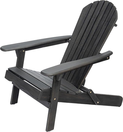 Malibu Adirondack Chair,Patio Seating,Acacia Wood,Dark Gray