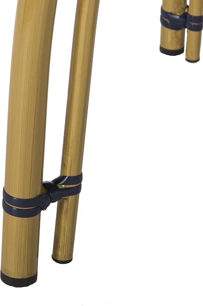 Safavieh PAT4011A Outdoor Collection Kylie Navy and White Rattan Bistro Table