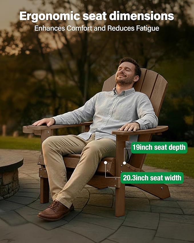 YEFU Adirondack Chairs Set of 6: Outdoor Chair HIPS Plastic Adirondack Chairs - Patio Chairs with Wood Texture - Lawn - Photo 6