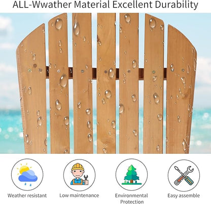 YRLLENSDAN Folding Adirondack Chair - Weather Resistant Plastic Outdoor Chairs for Patio, Lawn, Garden, or Fire Pit - Cozy Plastic Adirondack Chair for Outside Seating (1, Natural)