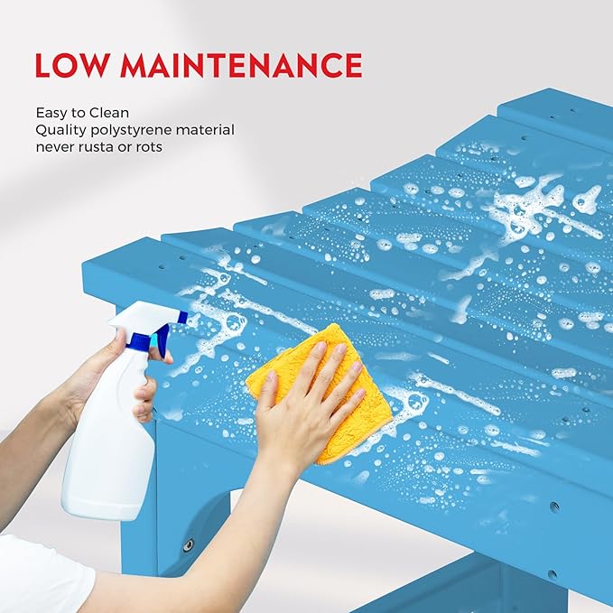 Costaelm Outdoor Benches Weatherproof, All Weather Resistant Park Bench Poly Lumber Backless Garden Bench Seat for Entryway Front Porch, Pacific Blue