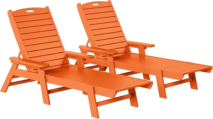 WestinTrends Malibu Poly Reclining Chaise Lounge (Set of 2) Orange
